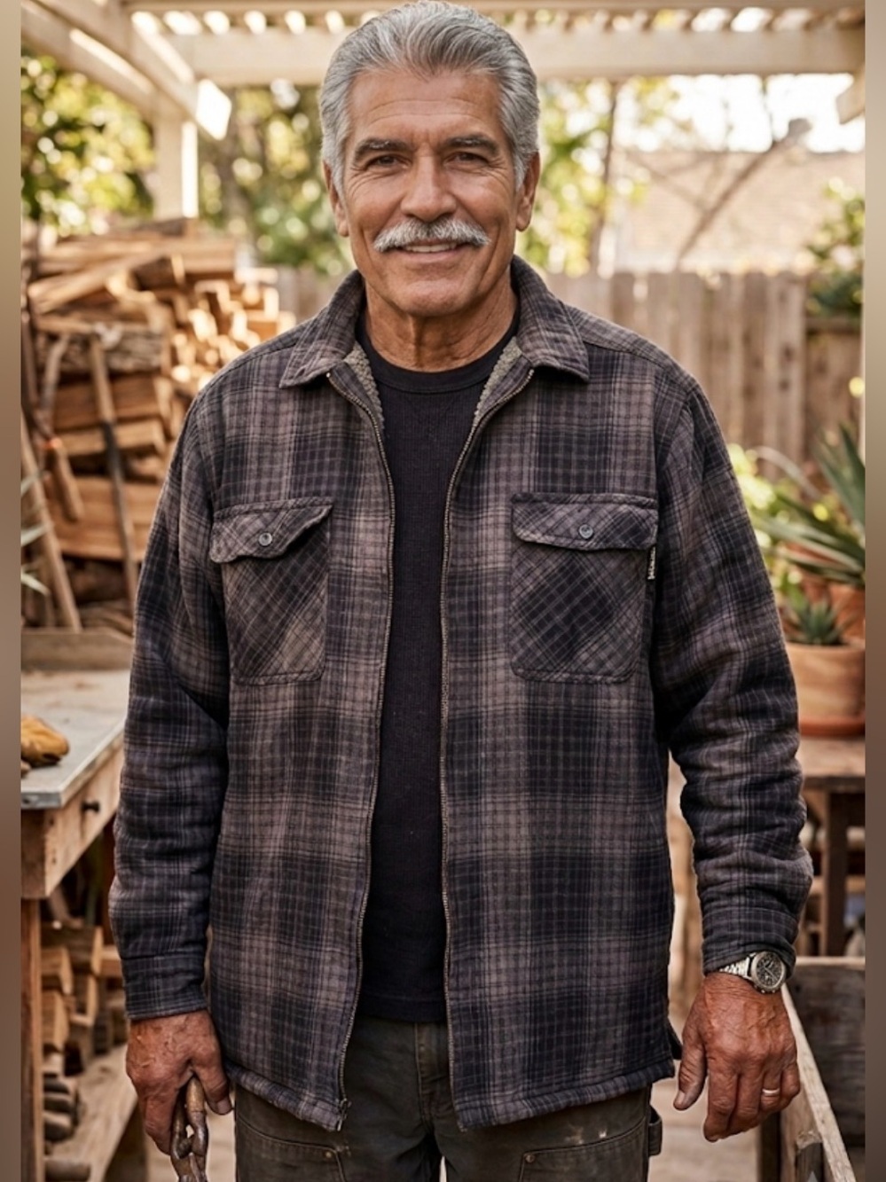 Wolverine Black and Gray Plaid Pocket Shirt Jacket